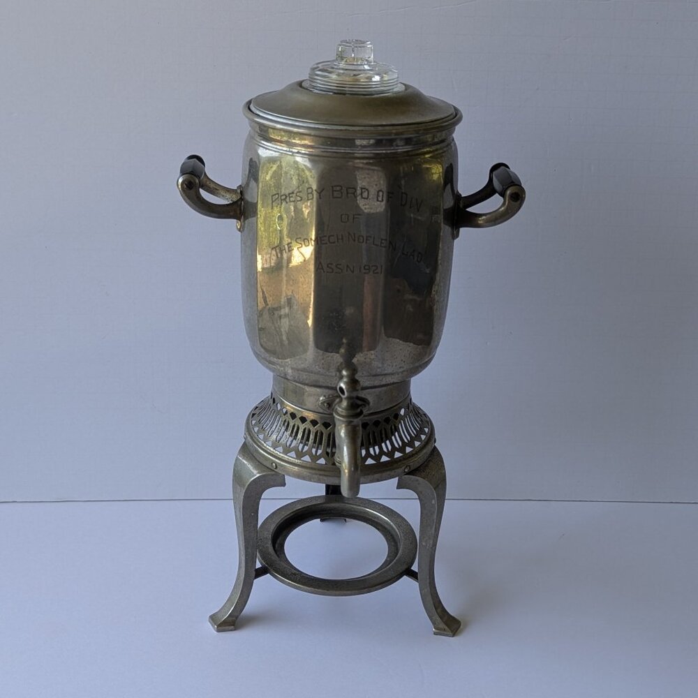 Antique Coffee Percolator Somech Noflen Ladies Association Hebrew 1921 - Picture 2 of 16